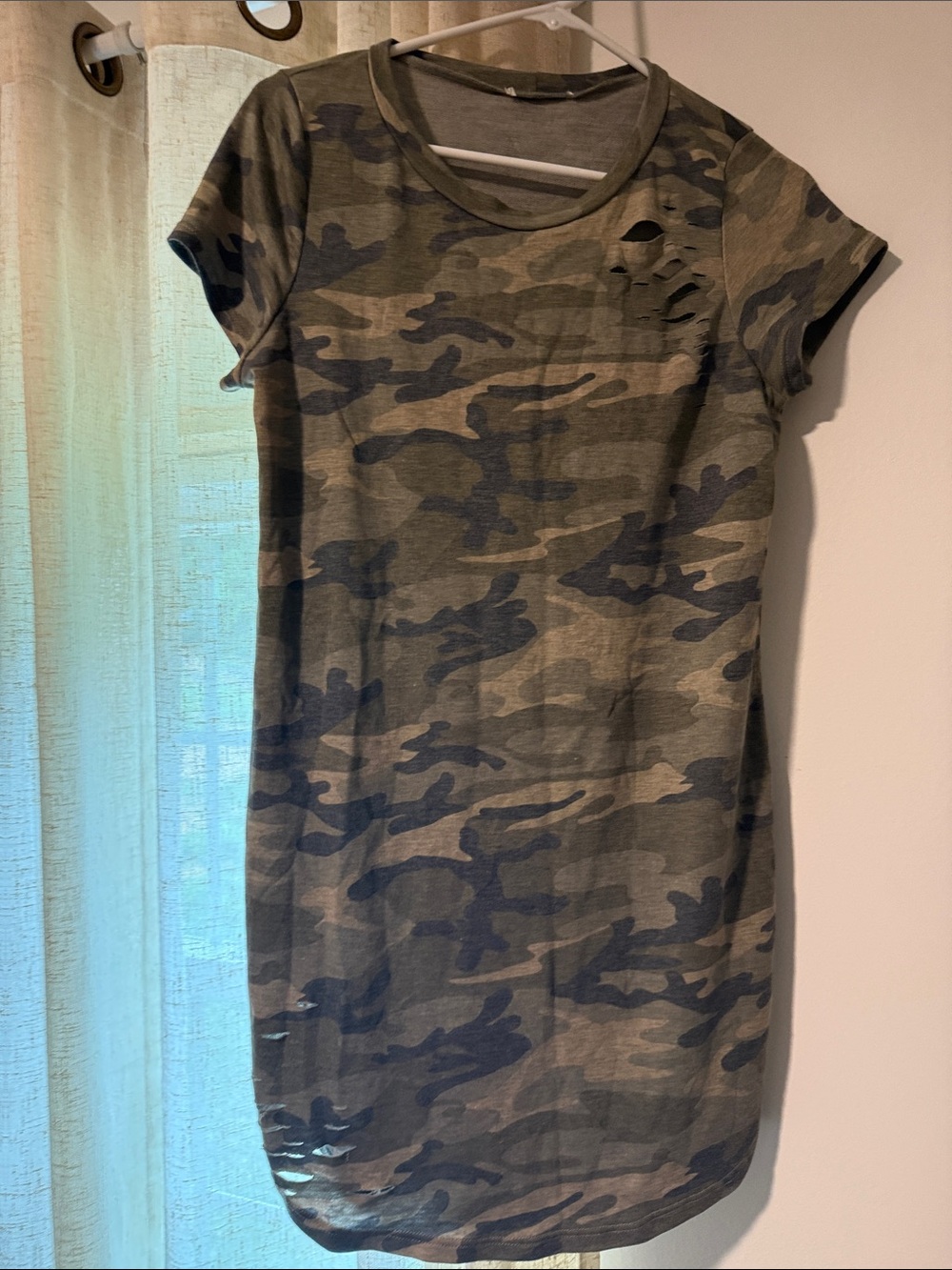 Camo Short Sleeve T-Shirt Dress - Olive/Green
